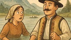 Dowcip: Góral z rodziną brodzi Dunajcem