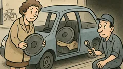 Dowcip: Kobieta jedzie autem i słyszy huk